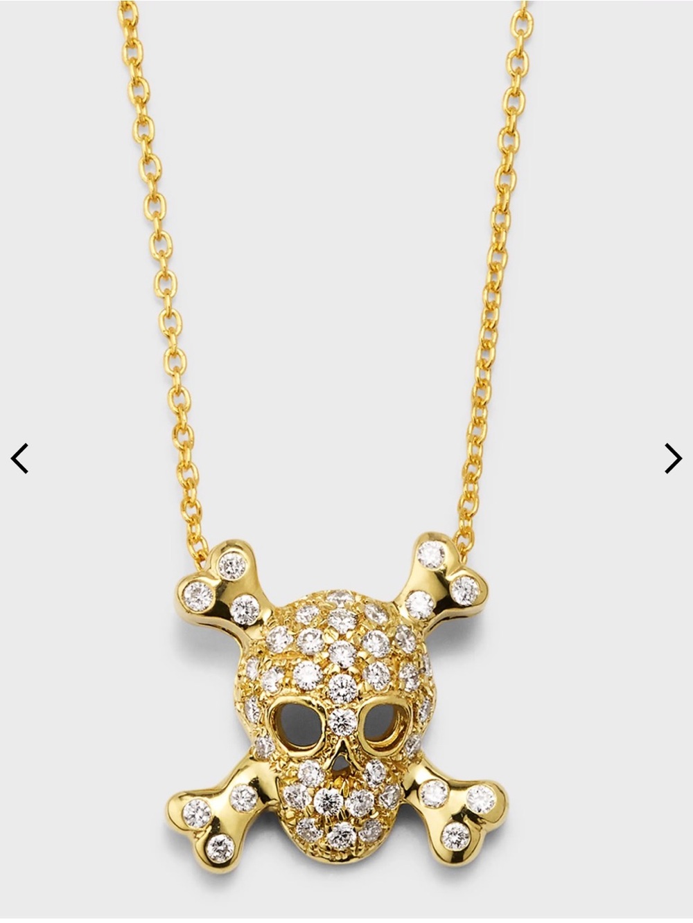 Roberto Coin Gold-Tone Crystal Skull & Crossbones Pendant Necklace